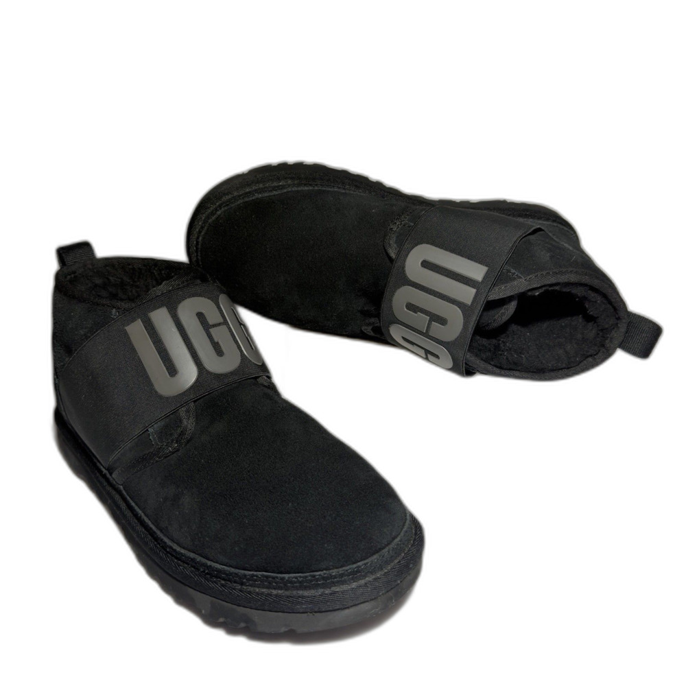 UGG Neumel II Graphic Men’s Size 7 Black Suede Wool Lined Ankle Boots EUC